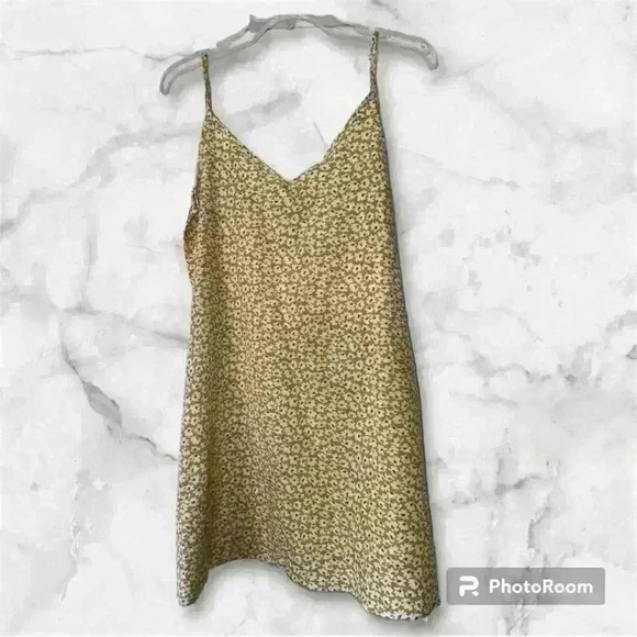 NWOT Mustard Yellow Floral Mini Dress Size Small - Picture 2 of 6